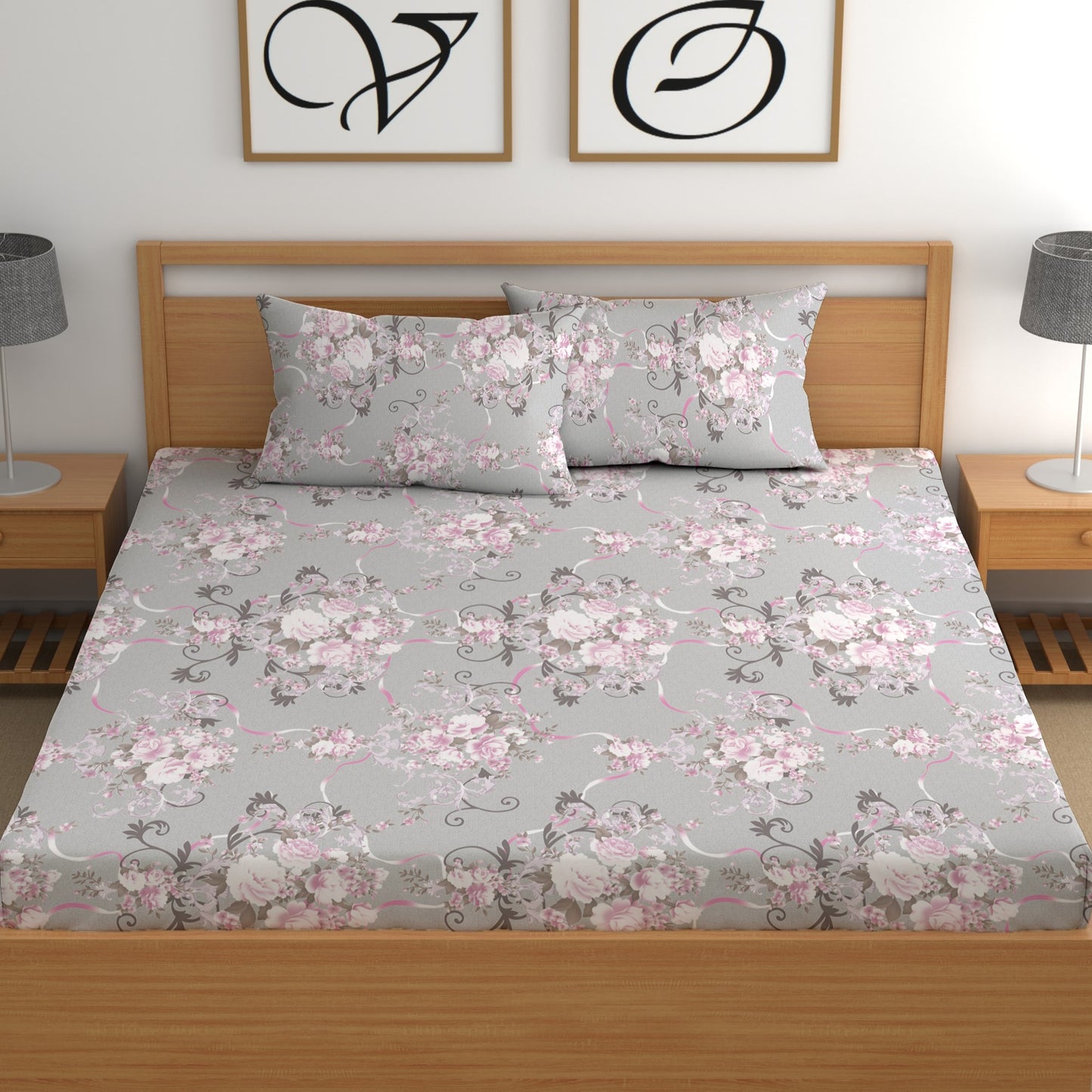 CHHAVI INDIA 210 TC Microfiber Printed Double Bedsheet With Pillow Covers