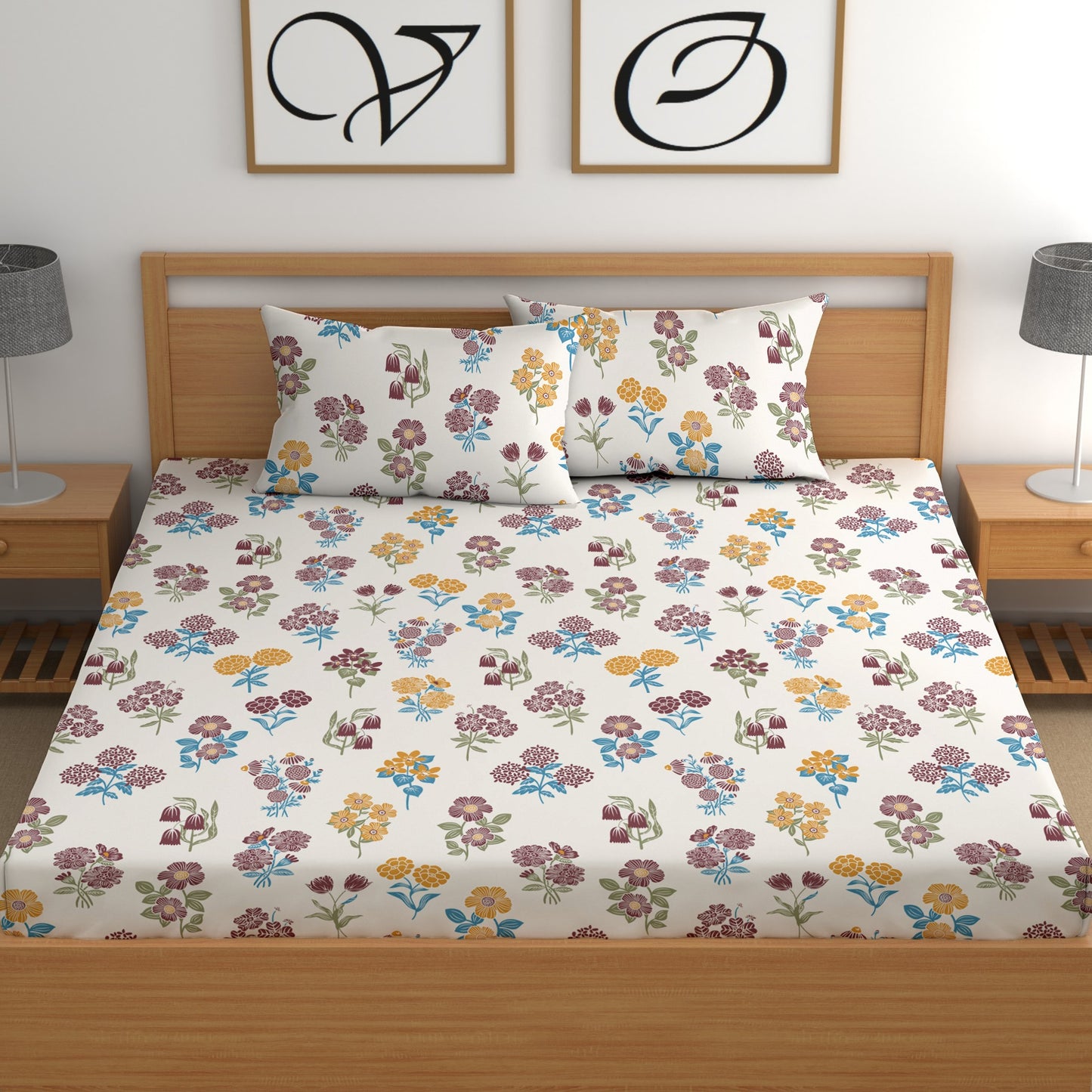CHHAVI INDIA 210 TC Microfiber Printed Double Bedsheet With Pillow Covers