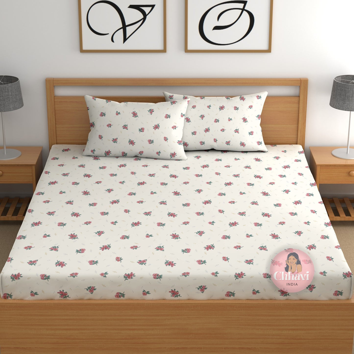 CHHAVI INDIA 210 TC Microfiber Printed Double Bedsheet With 2 Pillow Covers