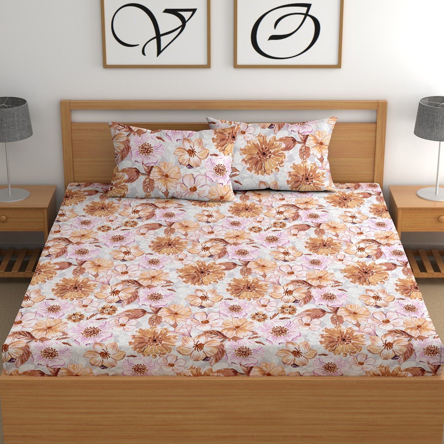 CHHAVI INDIA 210 TC Microfiber Printed Double Bedsheet With Pillow Covers