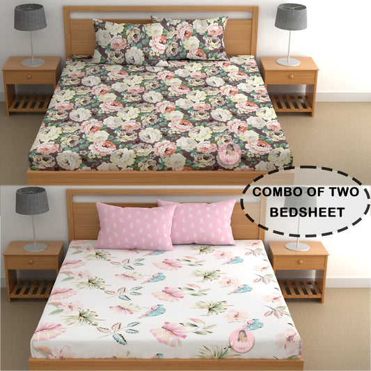 CHHAVI INDIA 210 TC Microfiber Printed Double Bedsheet With Pillow Covers