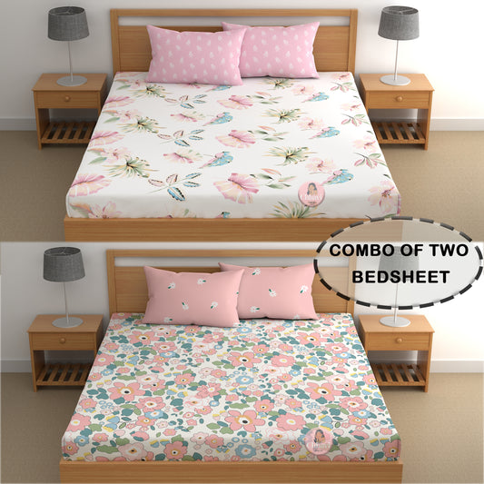 CHHAVI INDIA 210 TC Microfiber Printed Double Bedsheet With Pillow Covers