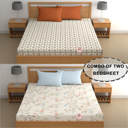 CHHAVI INDIA 210 TC Microfiber Printed Double Bedsheet With Pillow Covers