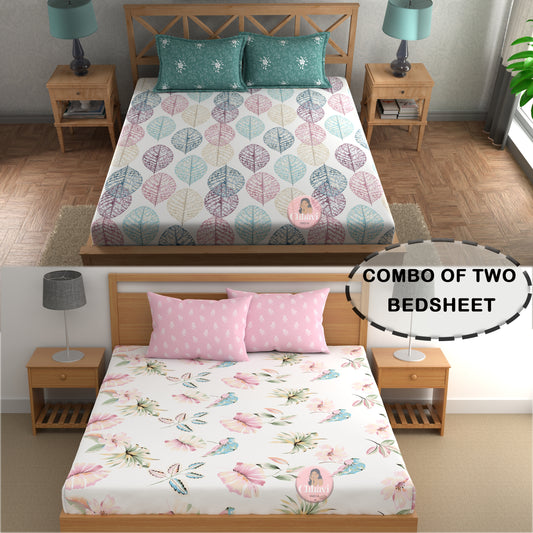 CHHAVI INDIA 210 TC Microfiber Printed Double Bedsheet With Pillow Covers