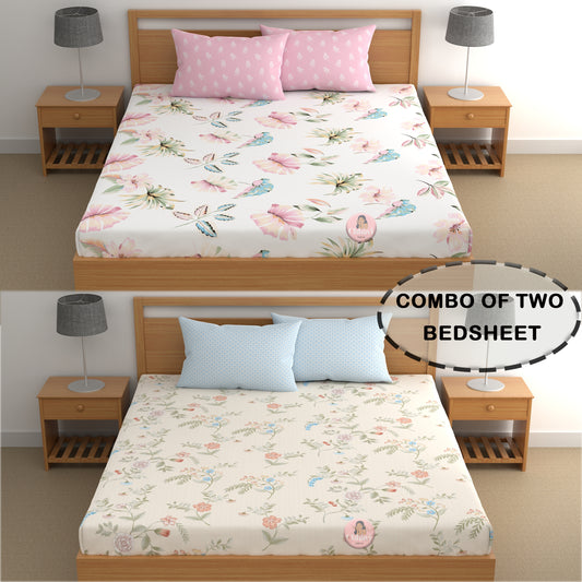 CHHAVI INDIA 210 TC Microfiber Printed Double Bedsheet With Pillow Covers