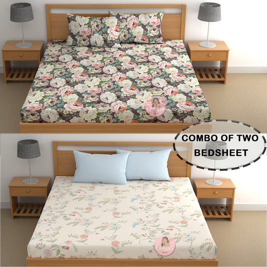 CHHAVI INDIA 210 TC Microfiber Printed Double Bedsheet With Pillow Covers