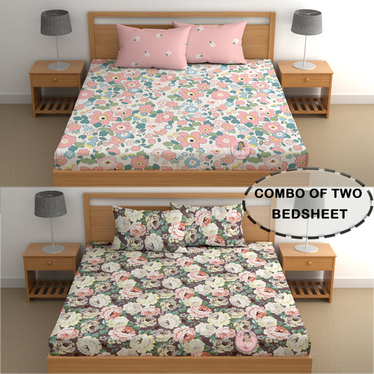 CHHAVI INDIA 210 TC Microfiber Printed Double Bedsheet With Pillow Covers