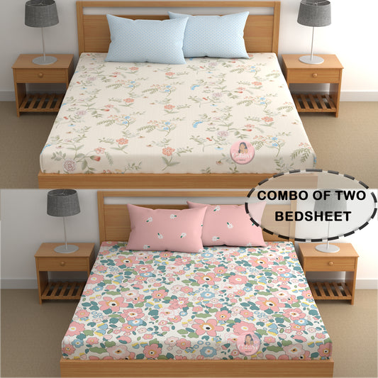 CHHAVI INDIA 210 TC Microfiber Printed Double Bedsheet With Pillow Covers