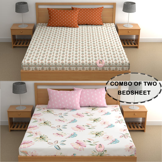 CHHAVI INDIA 210 TC Microfiber Printed Double Bedsheet With Pillow Covers