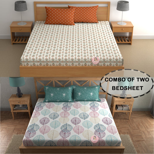 CHHAVI INDIA 210 TC Microfiber Printed Double Bedsheet With Pillow Covers
