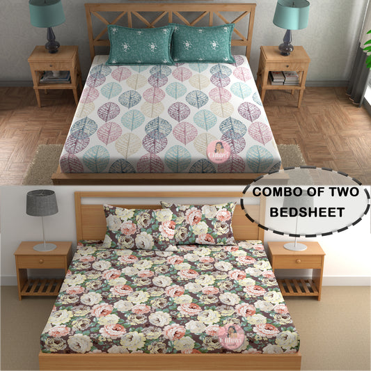 CHHAVI INDIA 210 TC Microfiber Printed Double Bedsheet With Pillow Covers