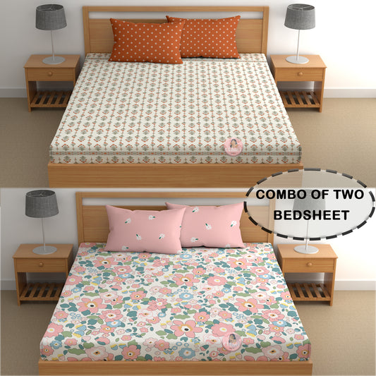 CHHAVI INDIA 210 TC Microfiber Printed Double Bedsheet With Pillow Covers