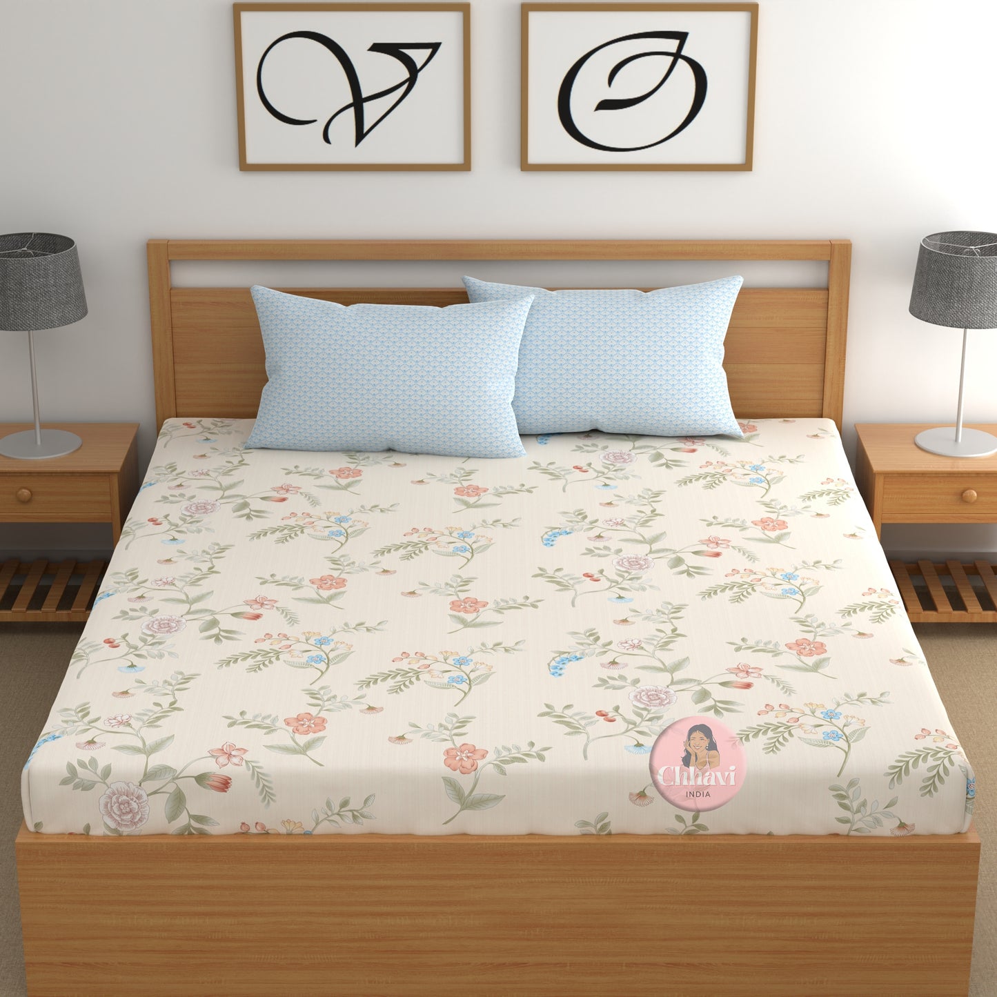 CHHAVI INDIA 210 TC Microfiber Printed Double Bedsheet With Pillow Covers