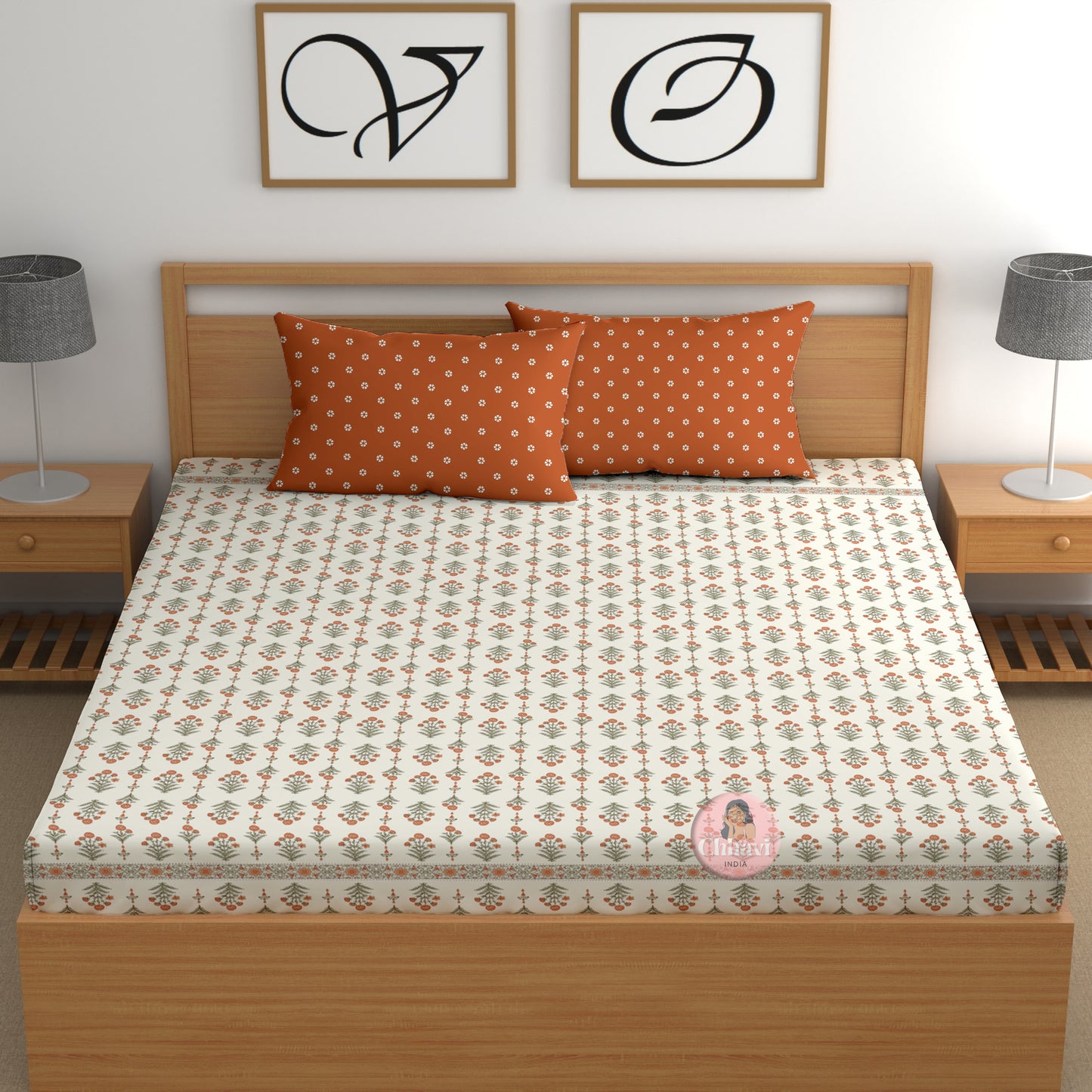 CHHAVI INDIA 210 TC Microfiber Printed Double Bedsheet With Pillow Covers