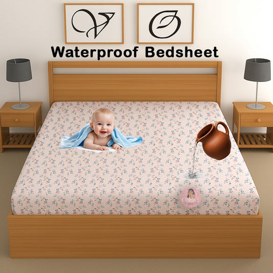 CHHAVI INDIA 210 TC Microfiber Waterproof Printed Fitted (Elastic) Bedsheet