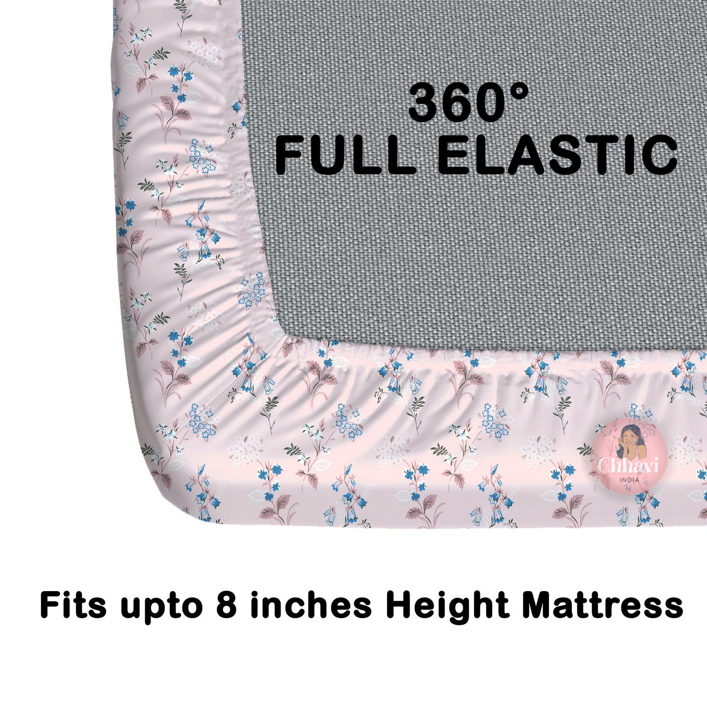 CHHAVI INDIA 210 TC Microfiber Waterproof Printed Fitted (Elastic) Bedsheet