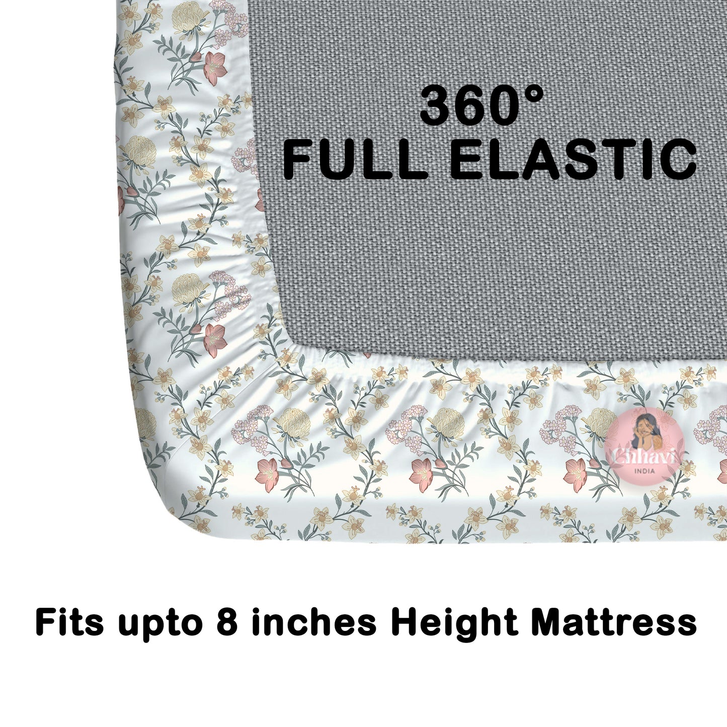 CHHAVI INDIA 210 TC Microfiber Waterproof Printed Fitted (Elastic) Bedsheet