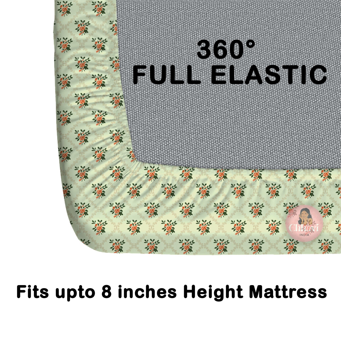 CHHAVI INDIA 210 TC Microfiber Waterproof Printed Fitted (Elastic) Bedsheet