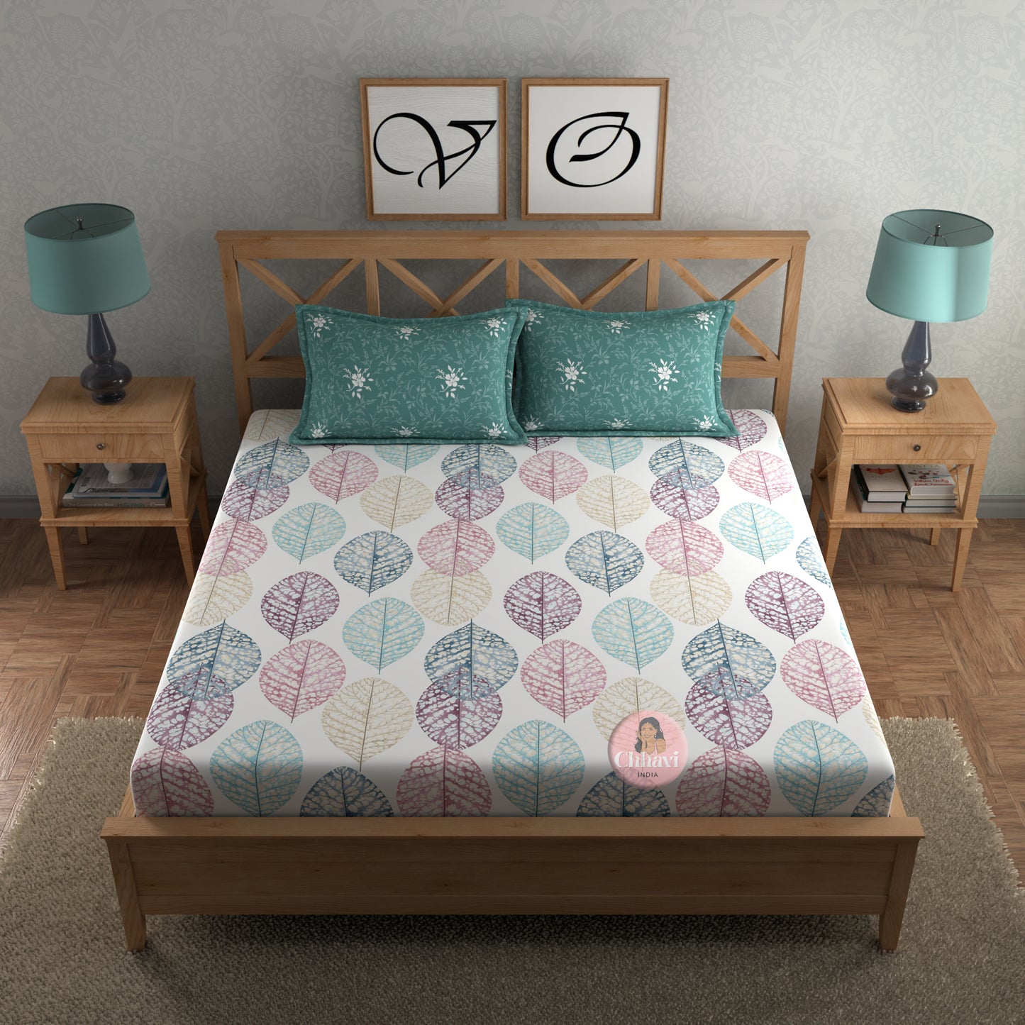 CHHAVI INDIA 210 TC Microfiber Printed Double Bedsheet With Pillow Covers