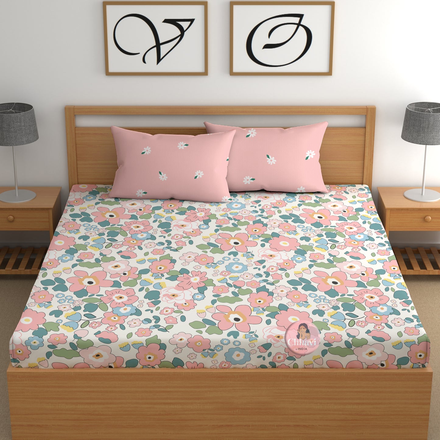 CHHAVI INDIA 210 TC Microfiber Printed Double Bedsheet With Pillow Covers
