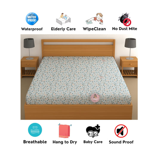 CHHAVI INDIA 210 TC Microfiber Waterproof Printed Fitted (Elastic) Bedsheet