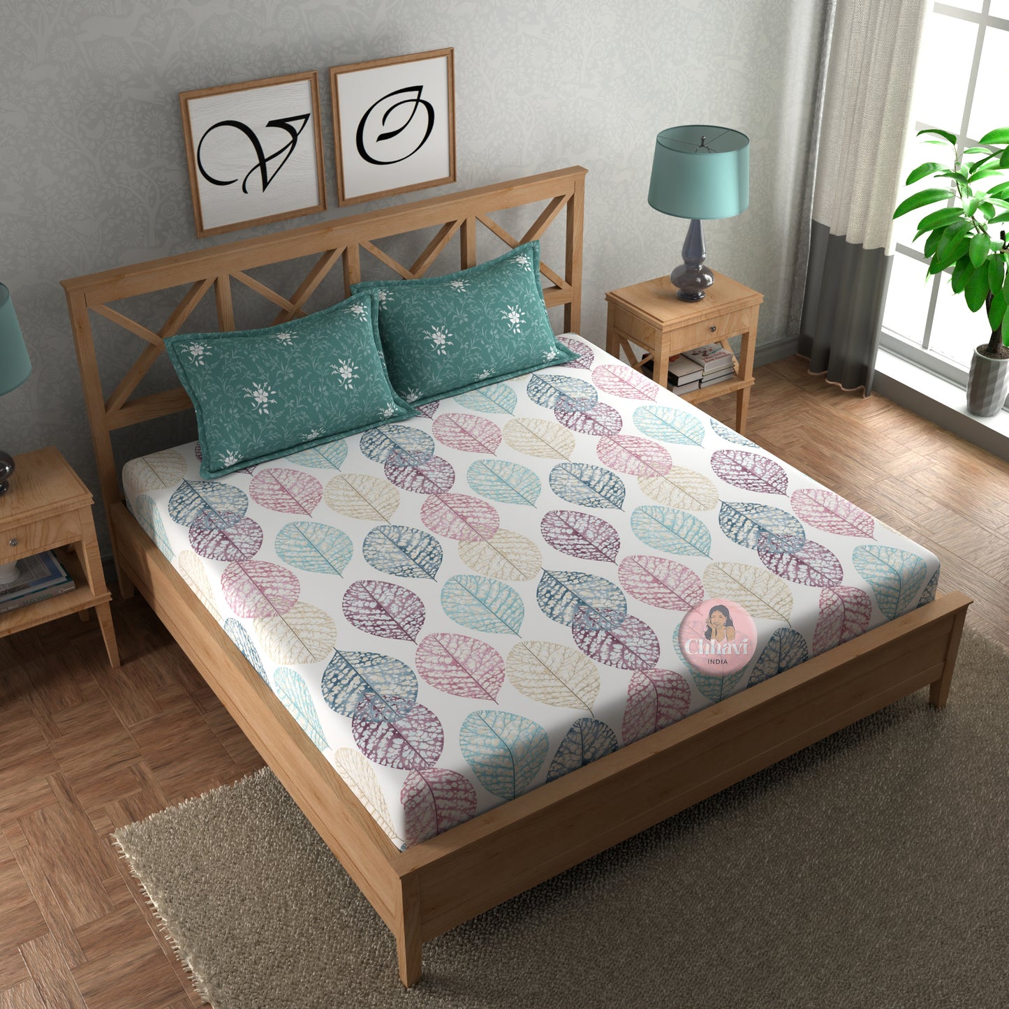 CHHAVI INDIA 210 TC Microfiber Printed Double Bedsheet With Pillow Covers