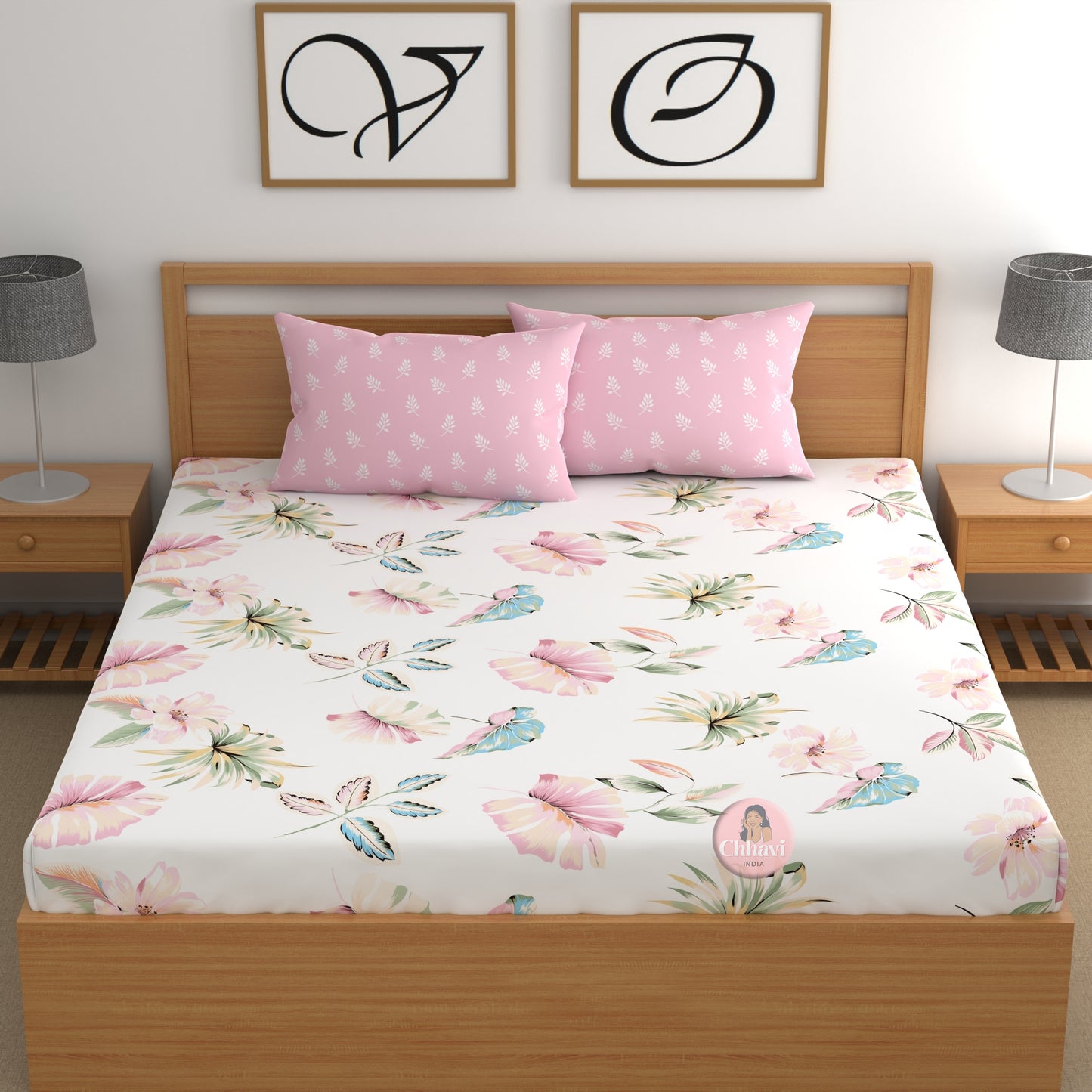 CHHAVI INDIA 210 TC Microfiber Printed Double Bedsheet With Pillow Covers