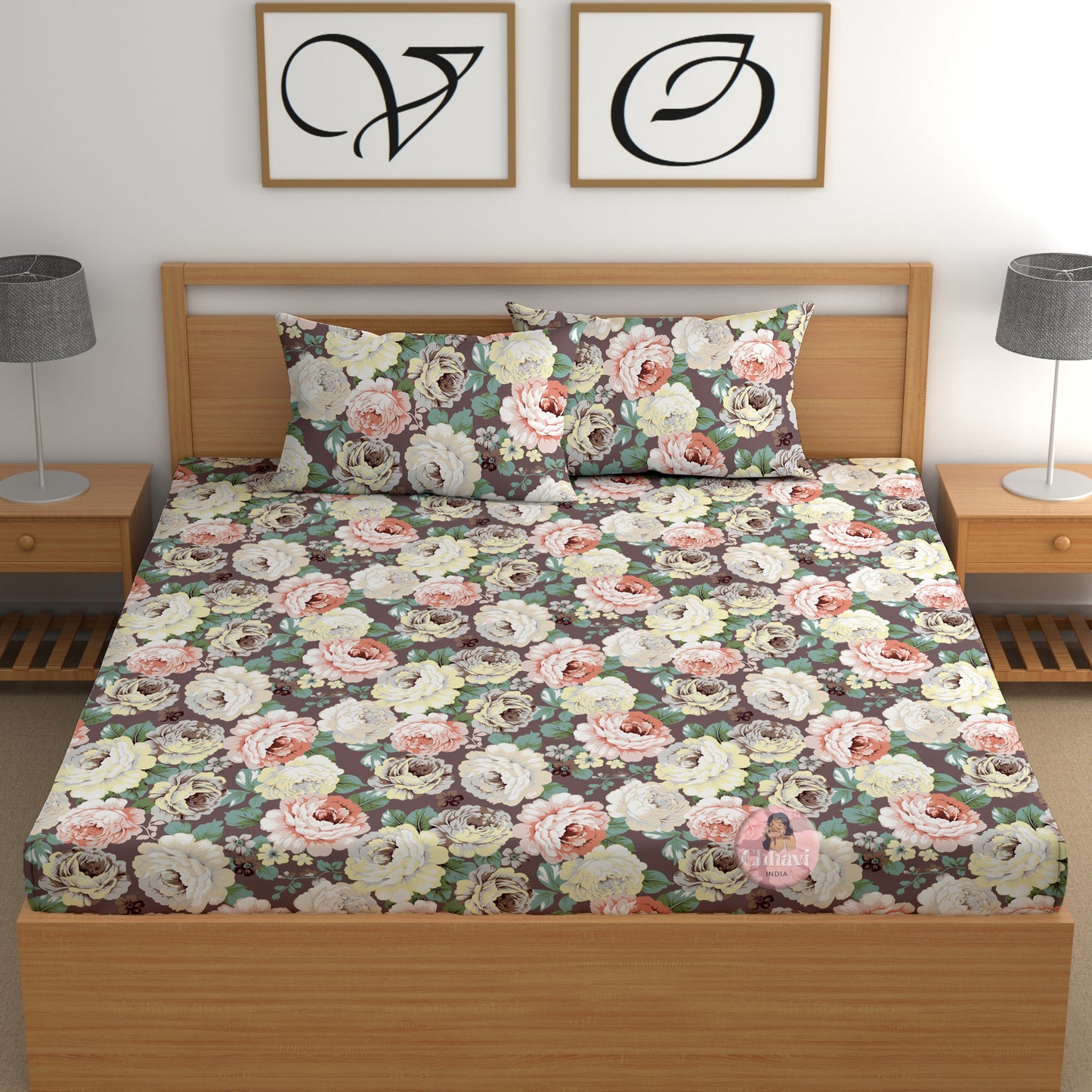 CHHAVI INDIA 210 TC Microfiber Printed Double Bedsheet With Pillow Covers