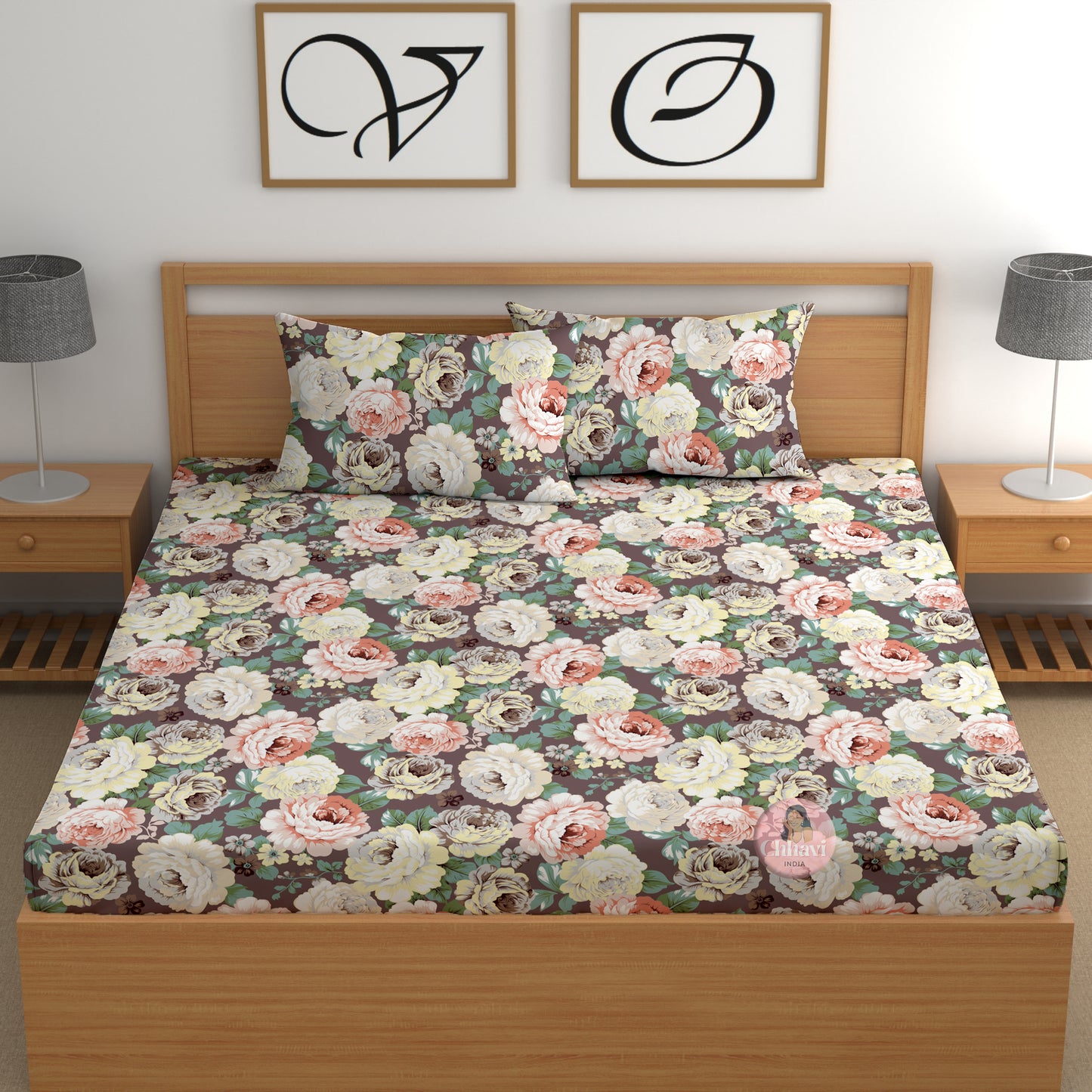 CHHAVI INDIA 210 TC Microfiber Printed Double Bedsheet With Pillow Covers