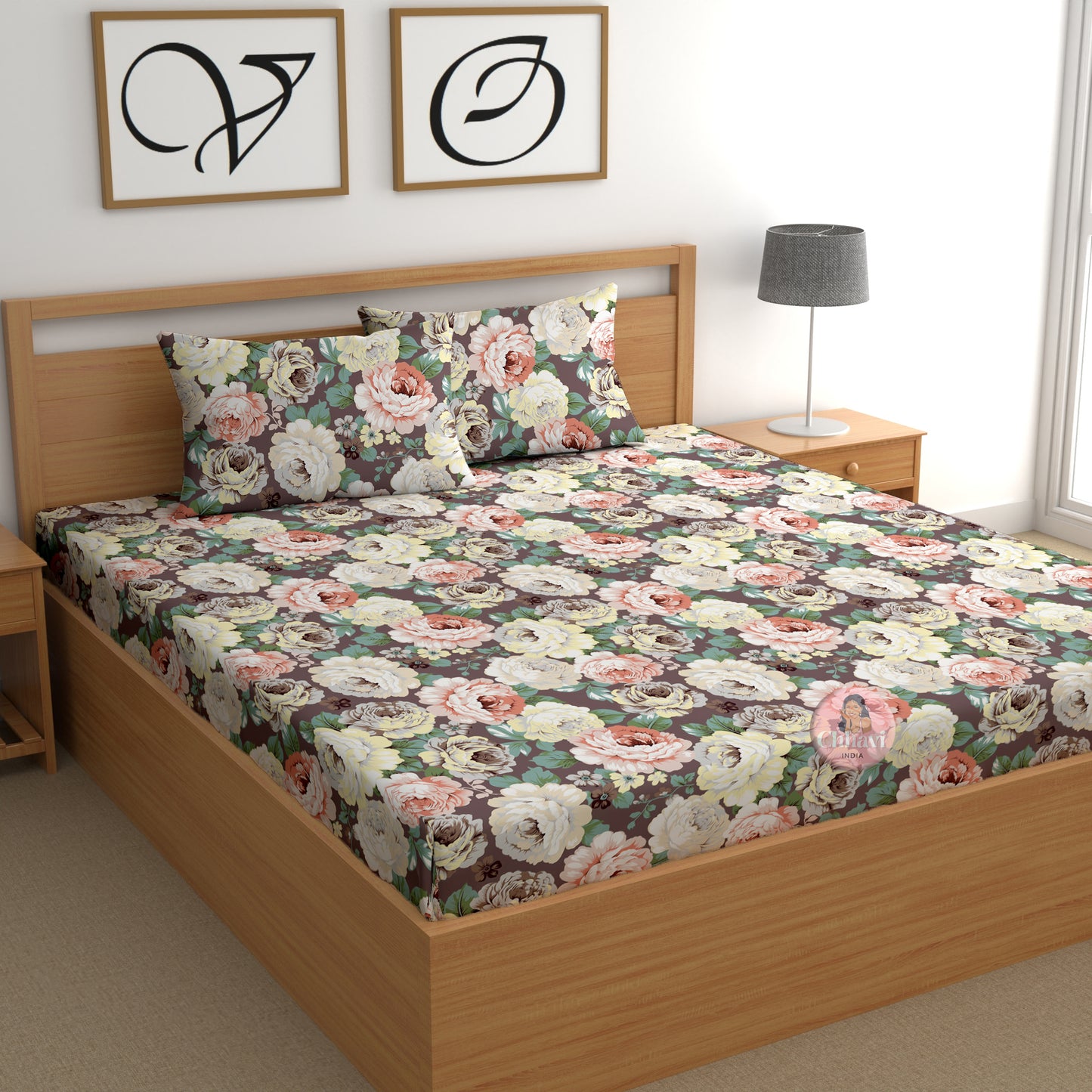 CHHAVI INDIA 210 TC Microfiber Printed Double Bedsheet With Pillow Covers