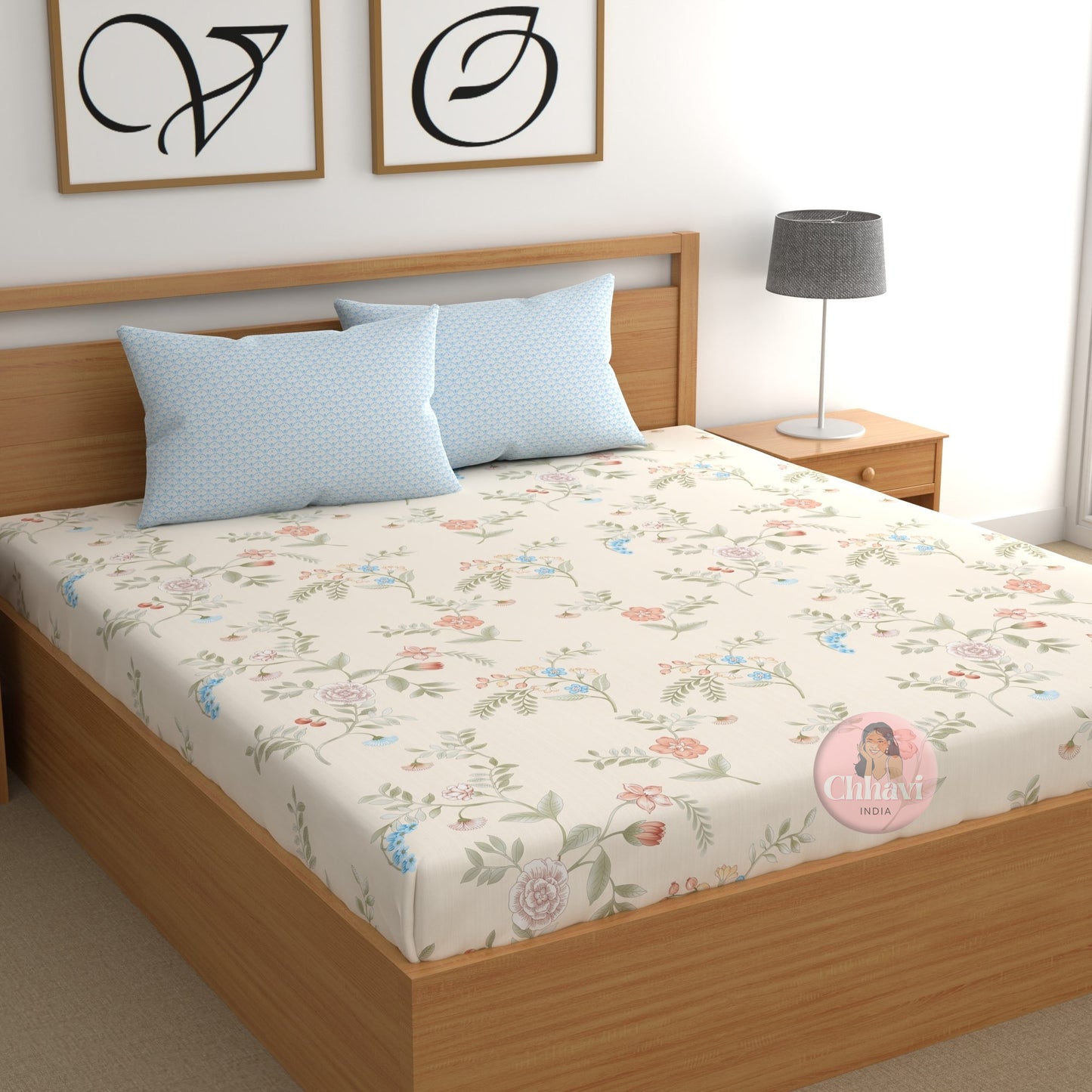 CHHAVI INDIA 210 TC Microfiber Printed Double Bedsheet With Pillow Covers