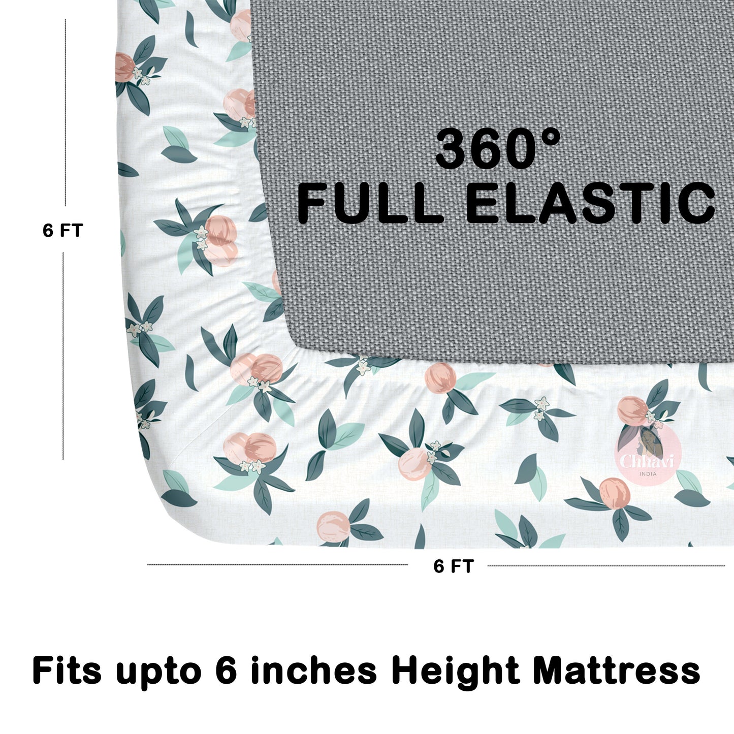 CHHAVI INDIA 210 TC Microfiber Waterproof Printed Fitted (Elastic) Bedsheet