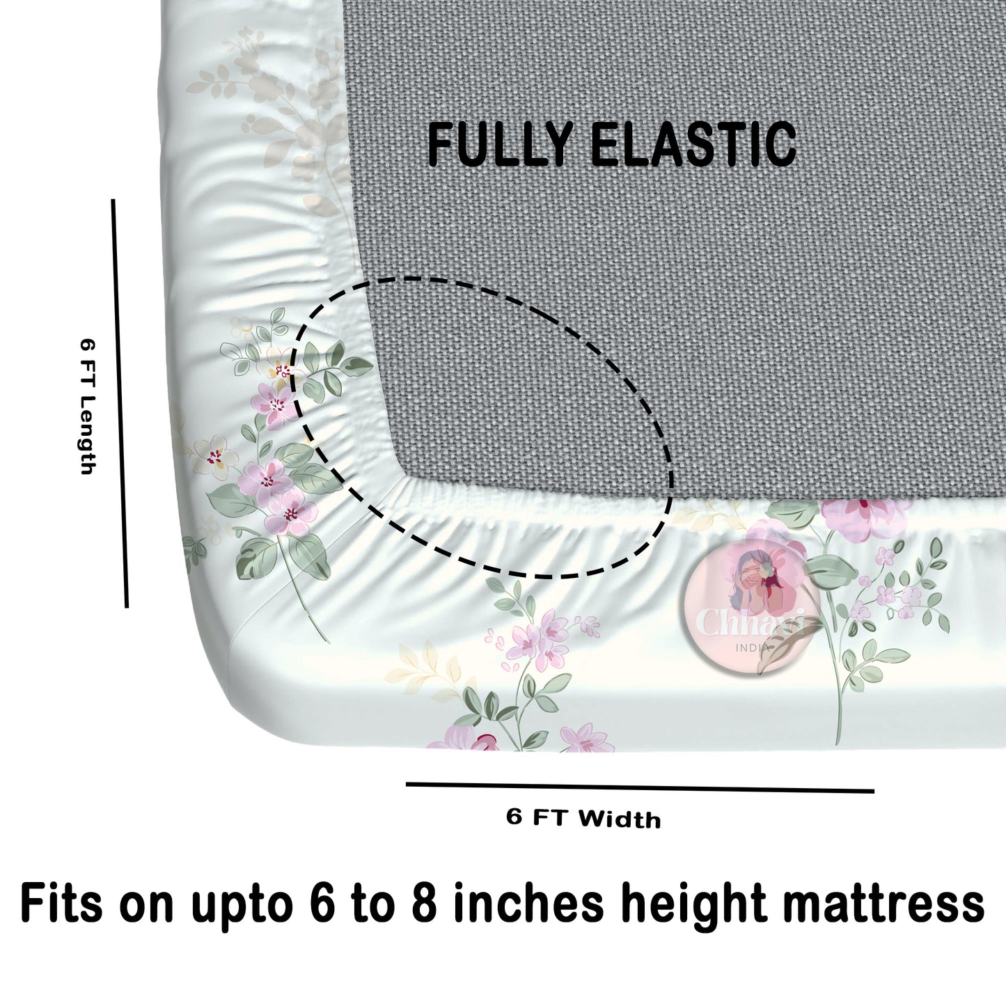 CHHAVI INDIA 210 TC Microfiber Fitted Double Size Printed Bedsheet With 2 Pillow covers