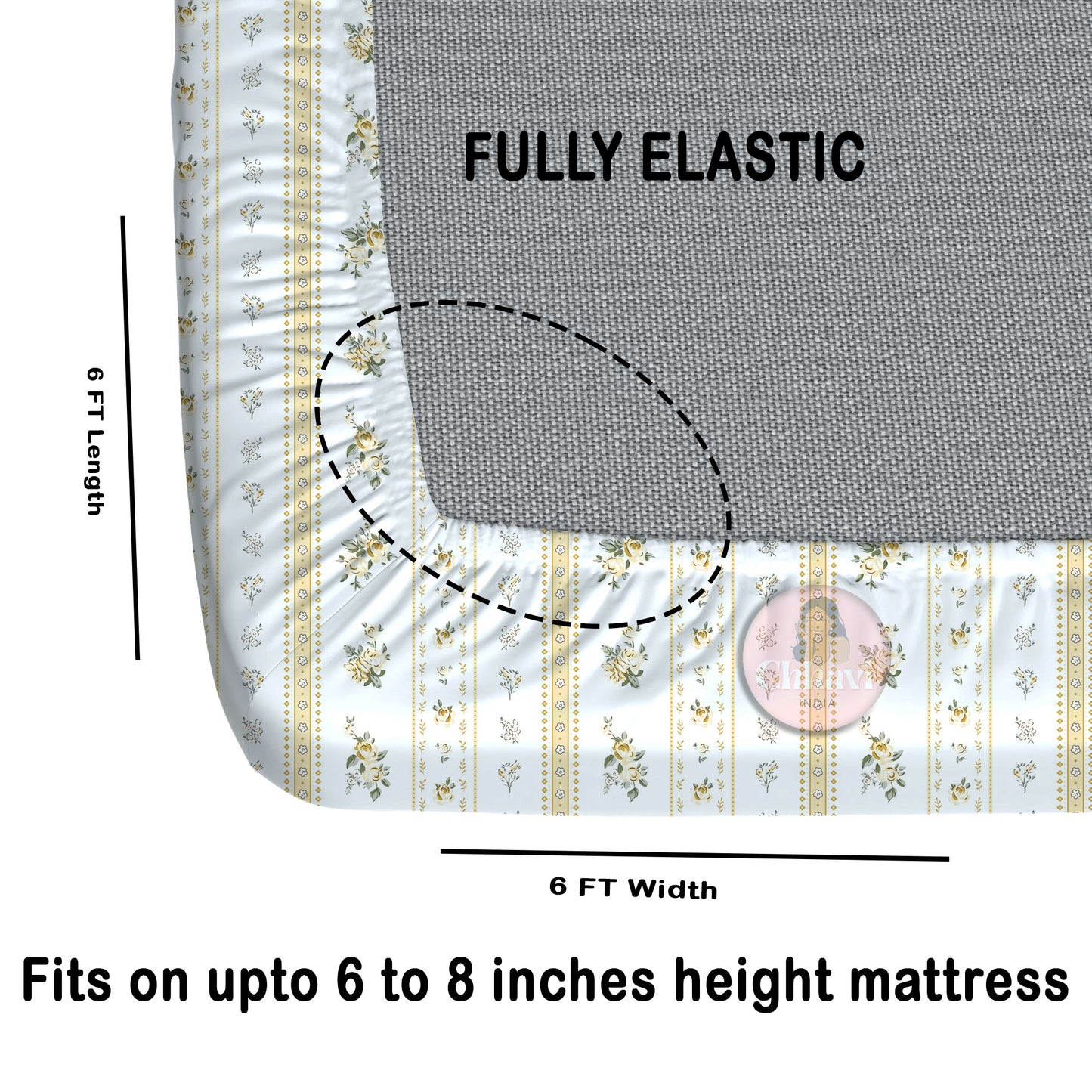 CHHAVI INDIA 210 TC Microfiber Double Fitted  Size Printed Bedsheet