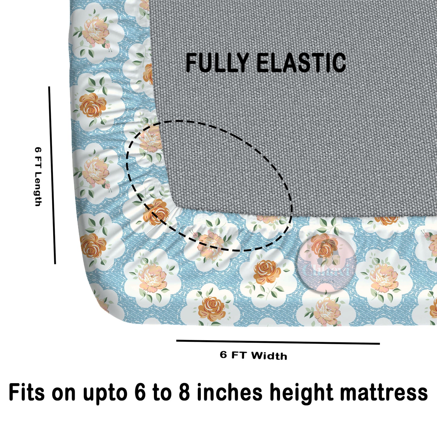 CHHAVI INDIA 210 TC Microfiber Fitted Double Size Printed Bedsheet With 2 Pillow covers