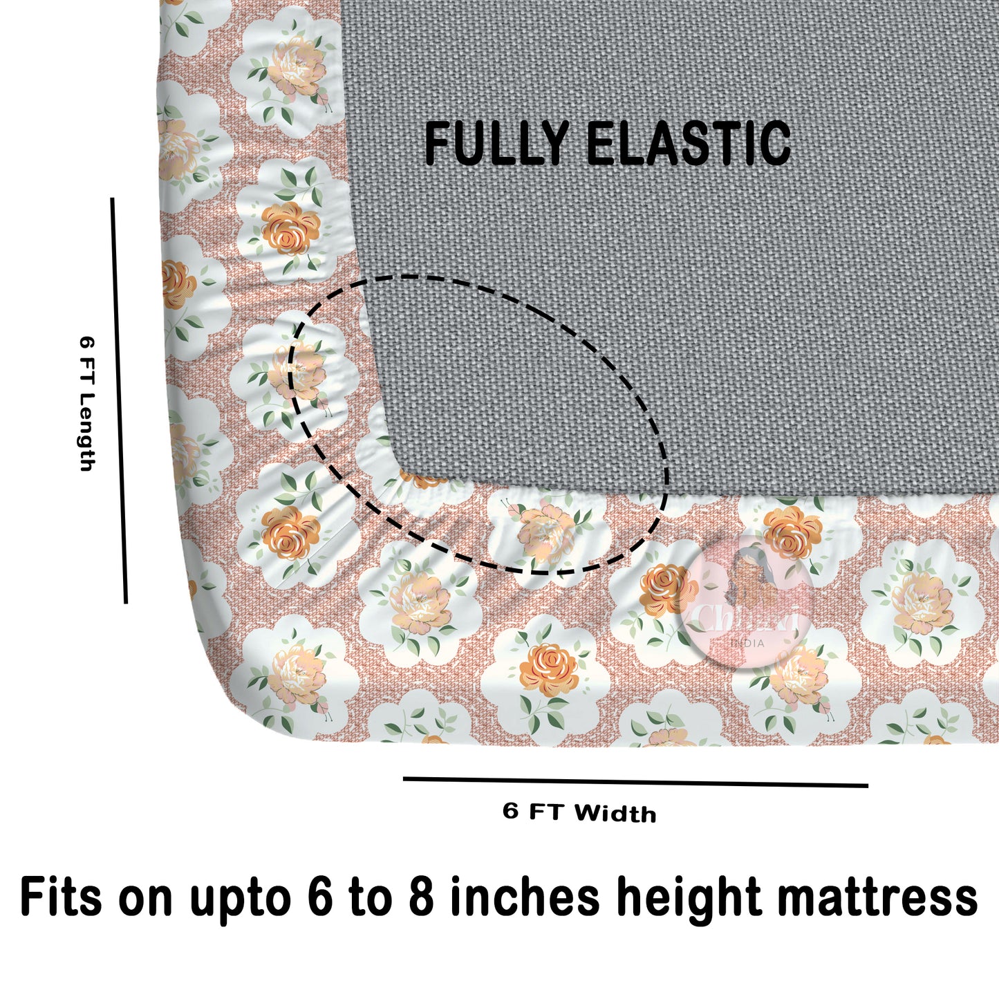 CHHAVI INDIA 210 TC Microfiber Fitted Double Size Printed Bedsheet With 2 Pillow covers