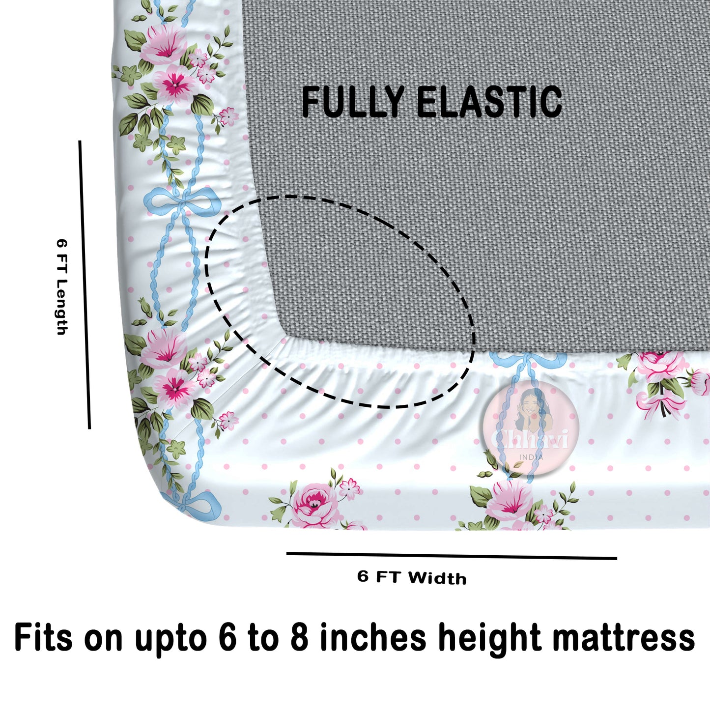 CHHAVI INDIA 210 TC Microfiber Double Fitted  Size Printed Bedsheet