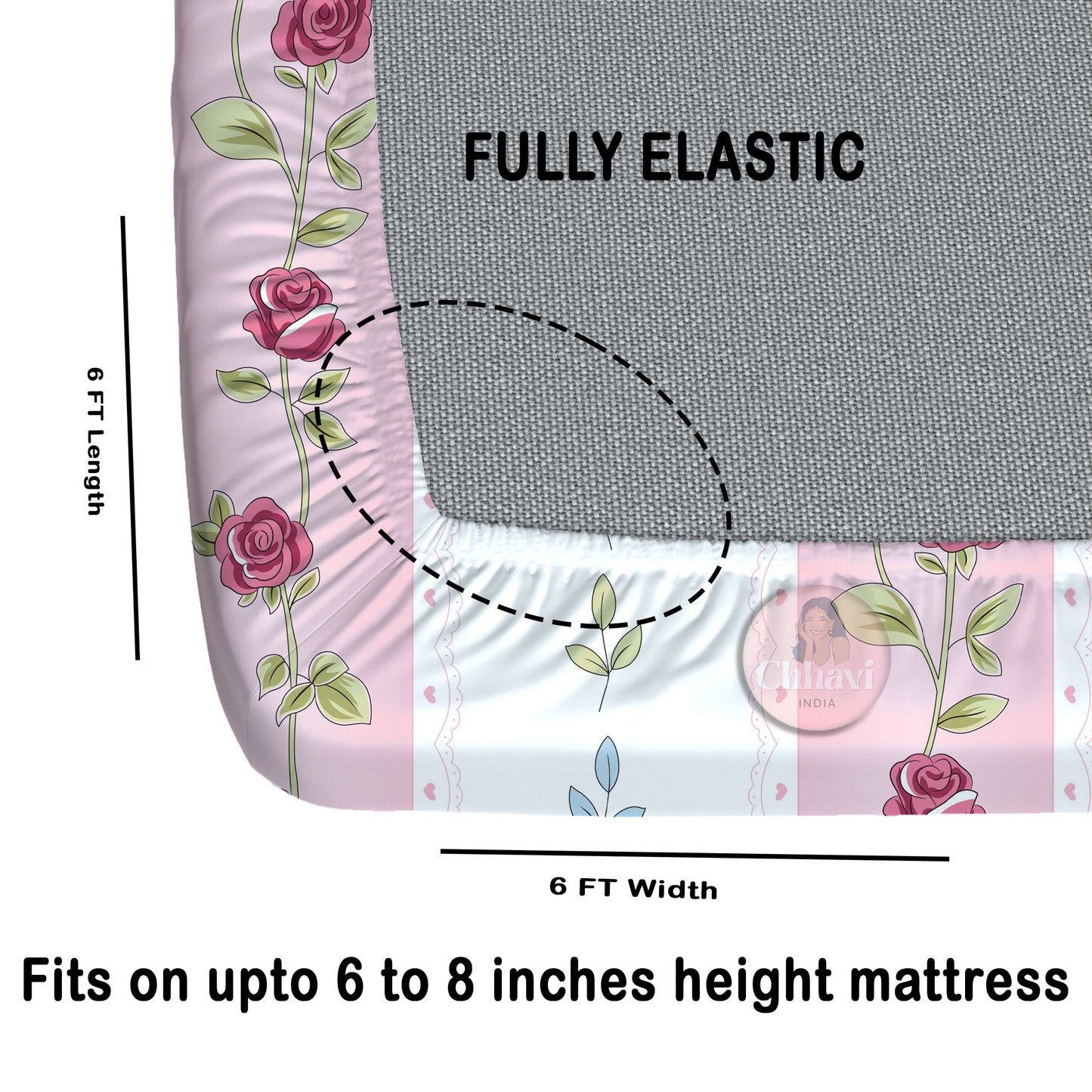 CHHAVI INDIA 210 TC Microfiber Double Fitted  Size Printed Bedsheet