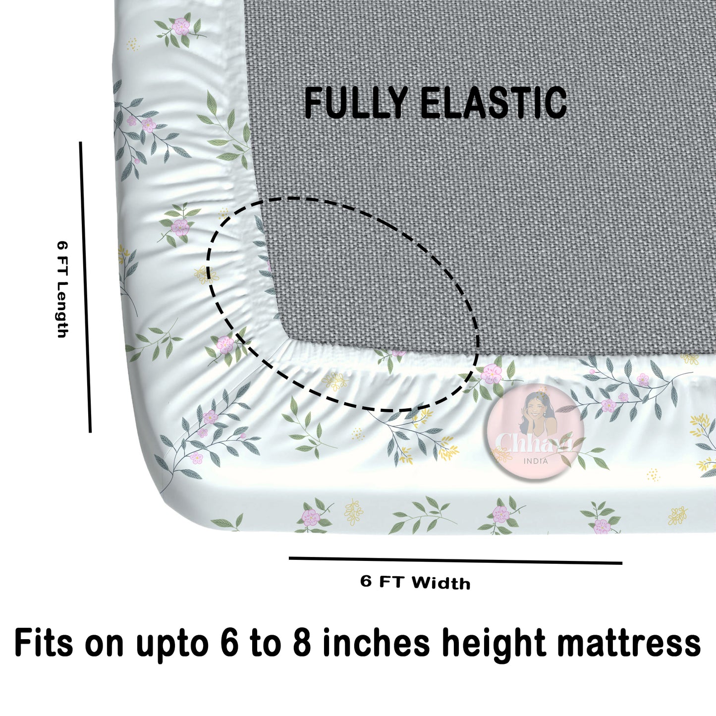 CHHAVI INDIA 210 TC Microfiber Fitted Double Size Printed Bedsheet With 2 Pillow covers