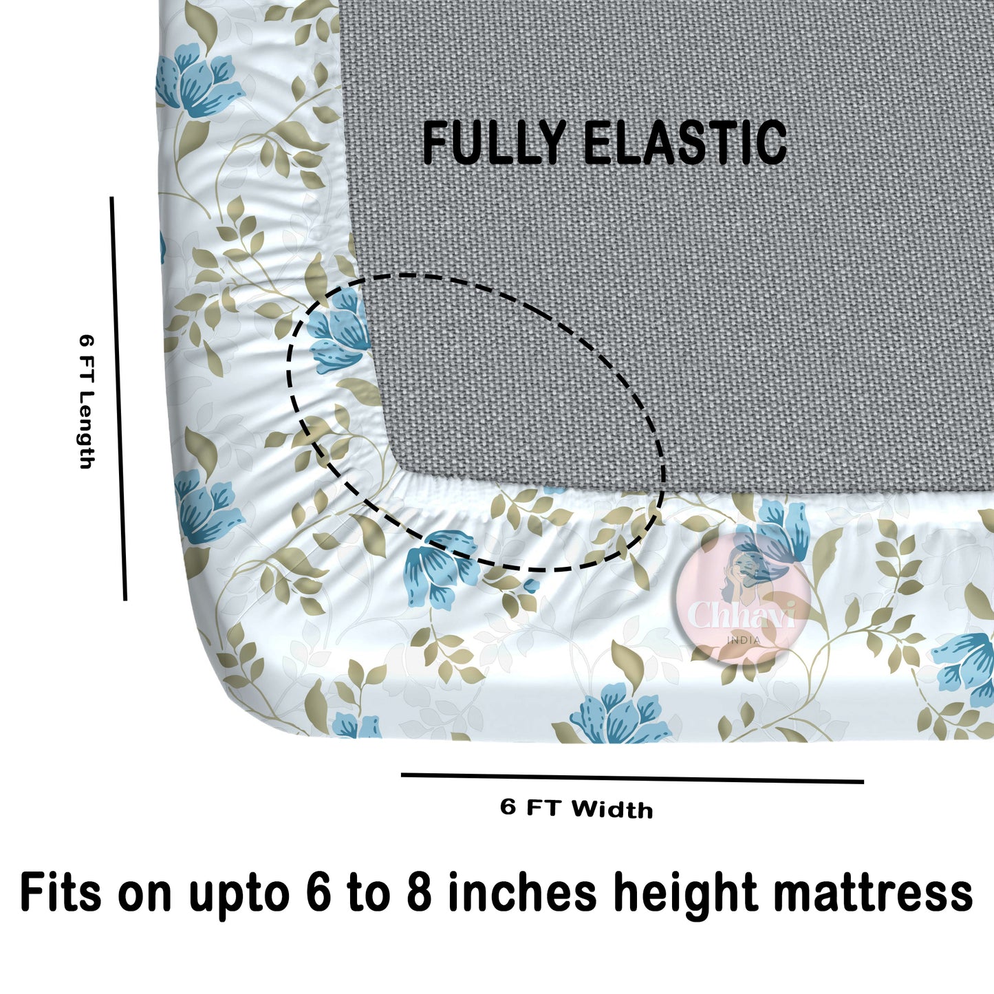CHHAVI INDIA 210 TC Microfiber Double Fitted  Size Printed Bedsheet