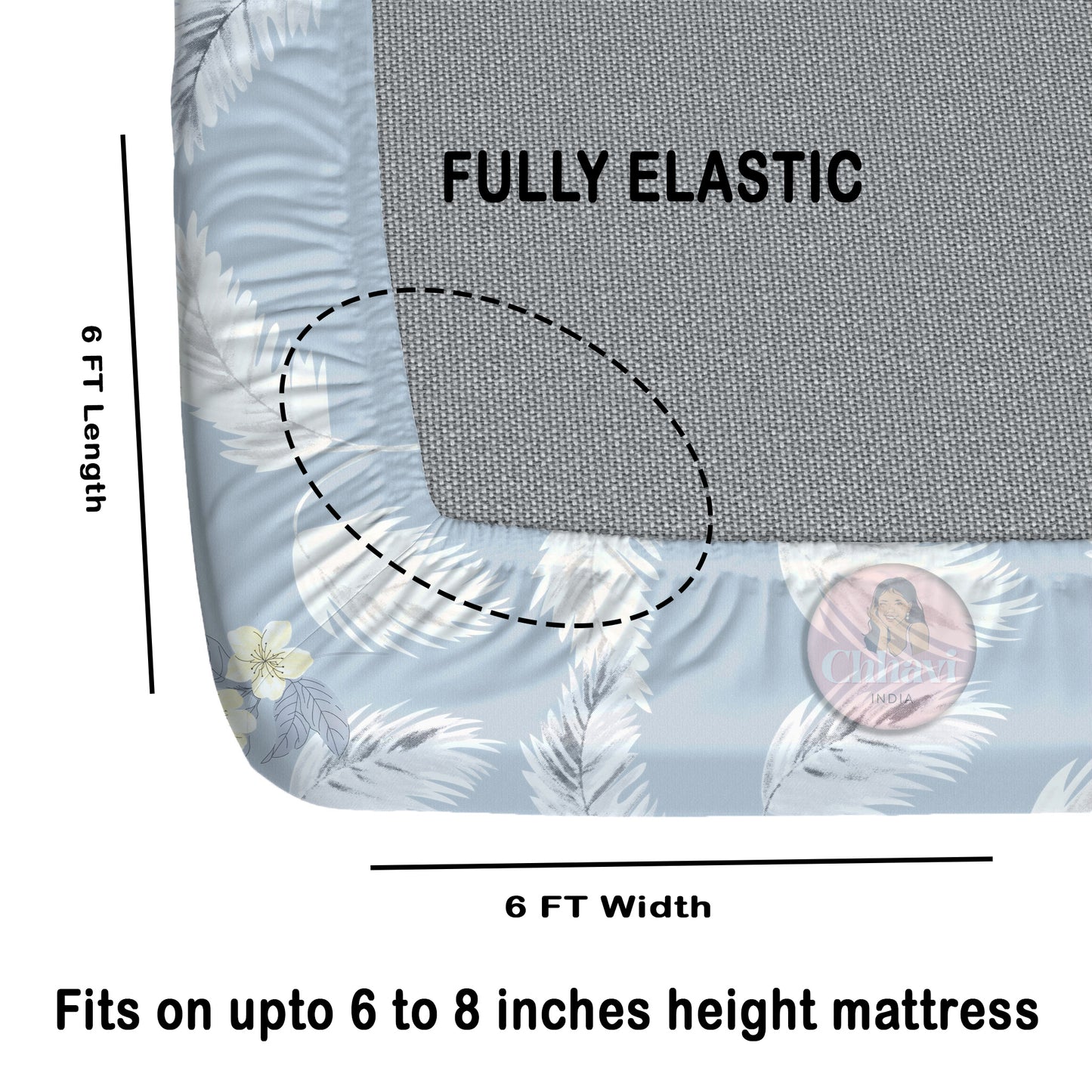 CHHAVI INDIA 210 TC Microfiber Fitted Double Size Printed Bedsheet With 2 Pillow covers