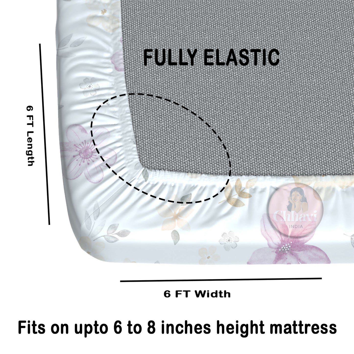 CHHAVI INDIA 210 TC Microfiber Fitted Double Size Printed Bedsheet With 2 Pillow covers