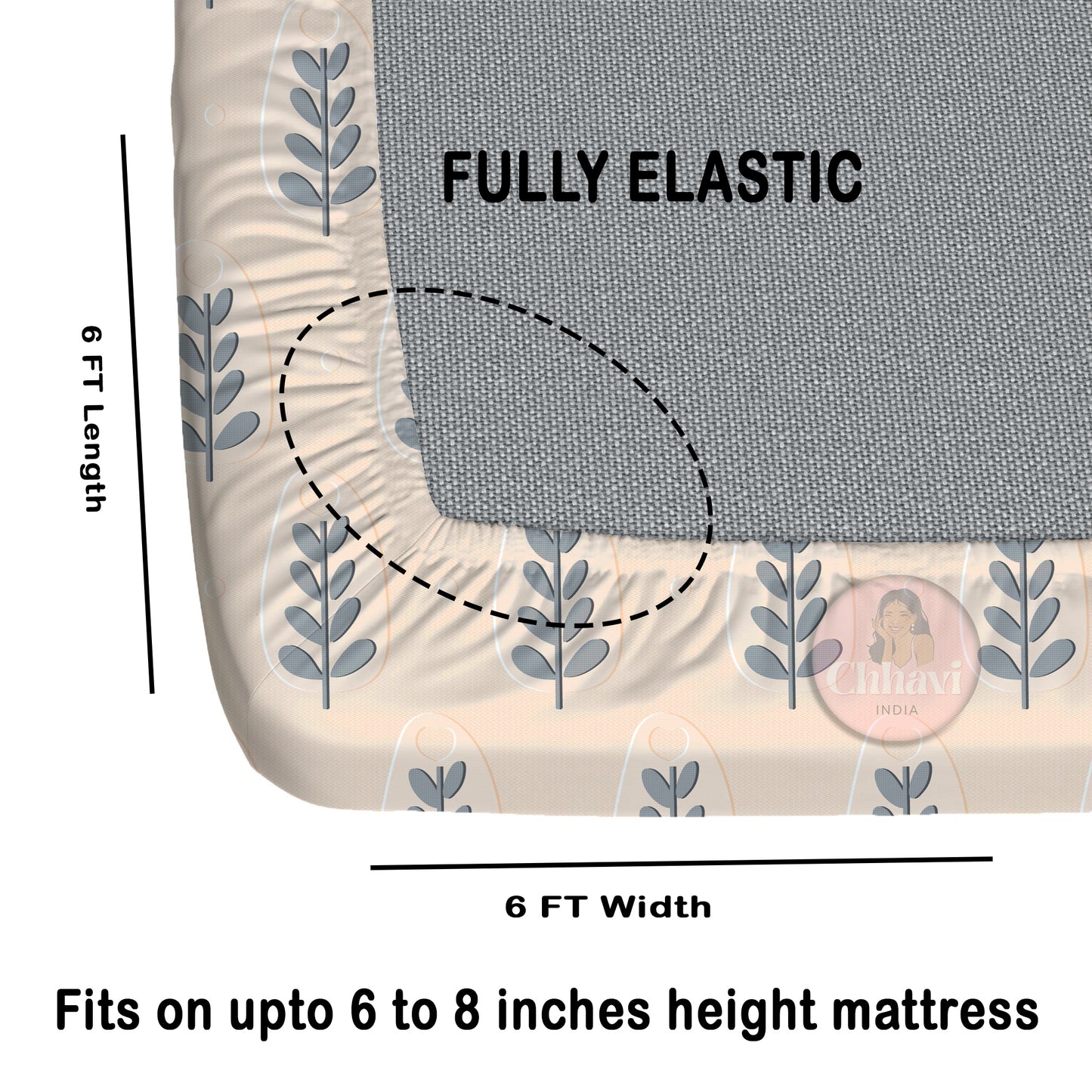 CHHAVI INDIA 210 TC Microfiber Fitted Double Size Printed Bedsheet With 2 Pillow covers