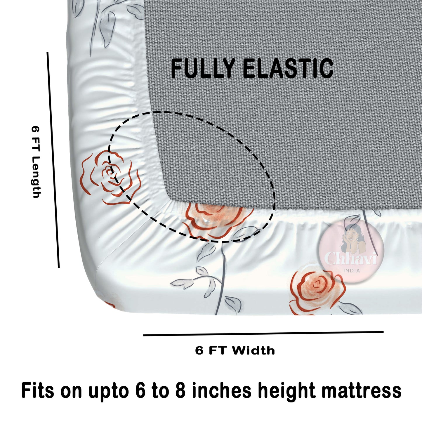 CHHAVI INDIA 210 TC Microfiber Fitted Double Size Printed Bedsheet With 2 Pillow covers