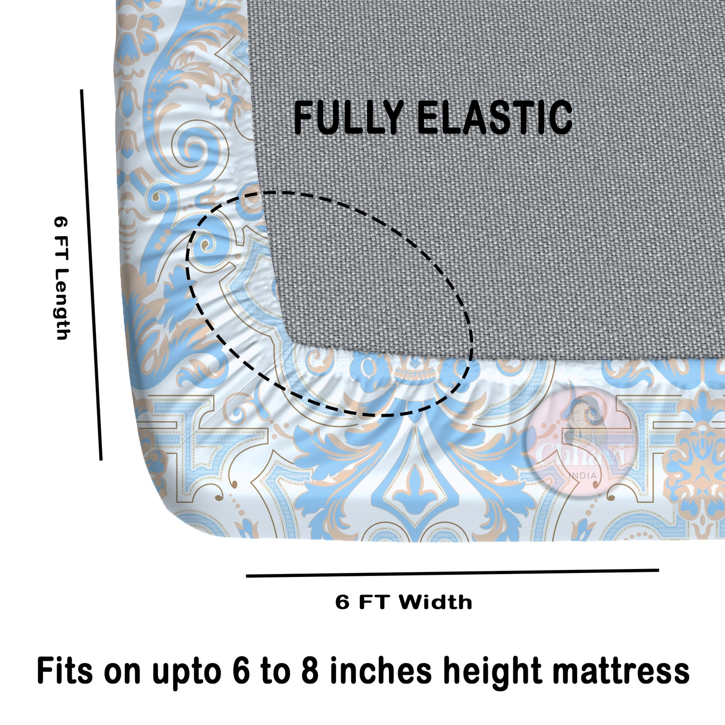 CHHAVI INDIA 210 TC Microfiber Fitted Double Size Printed Bedsheet With 2 Pillow covers