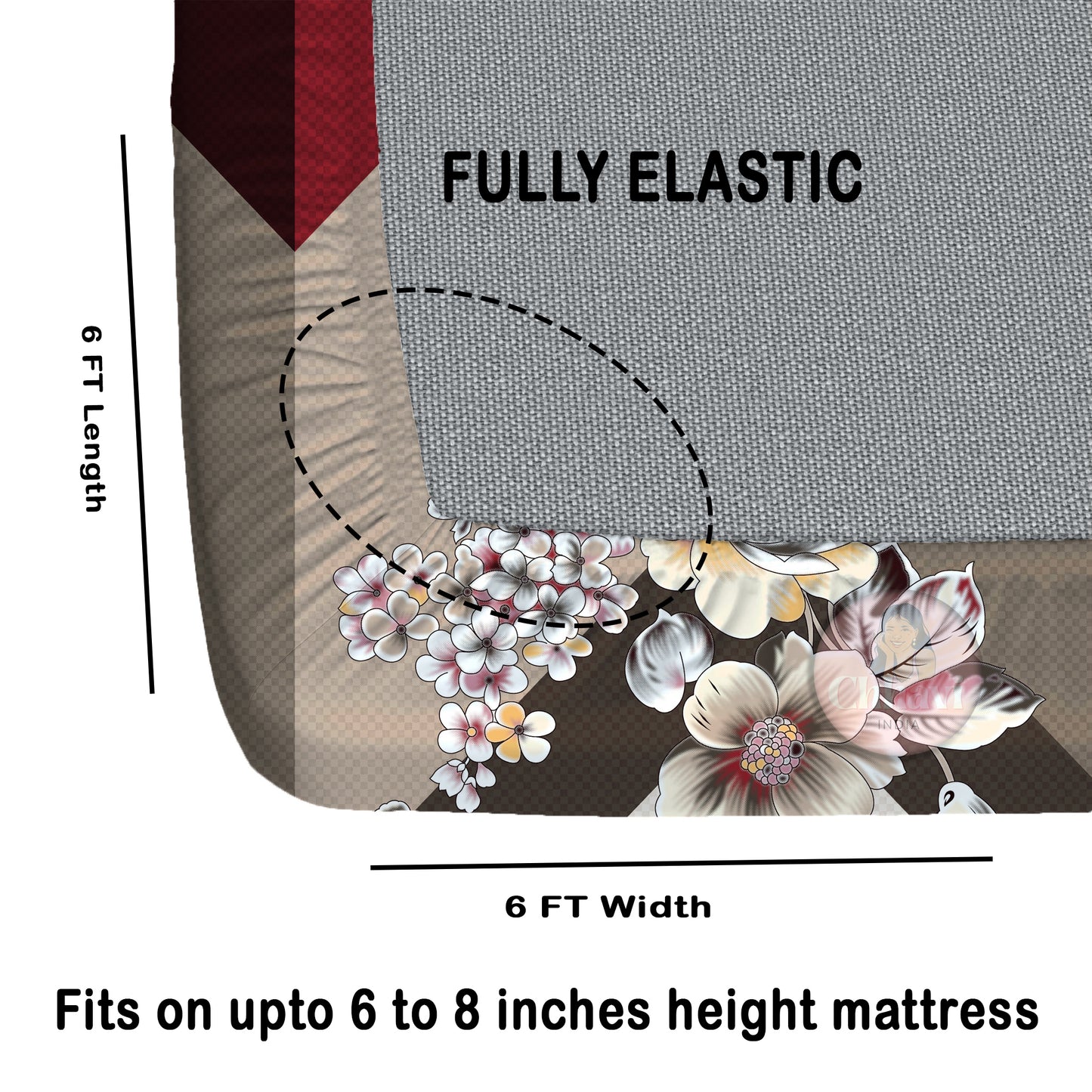 CHHAVI INDIA 210 TC Microfiber Double Fitted Size Printed Bedsheet