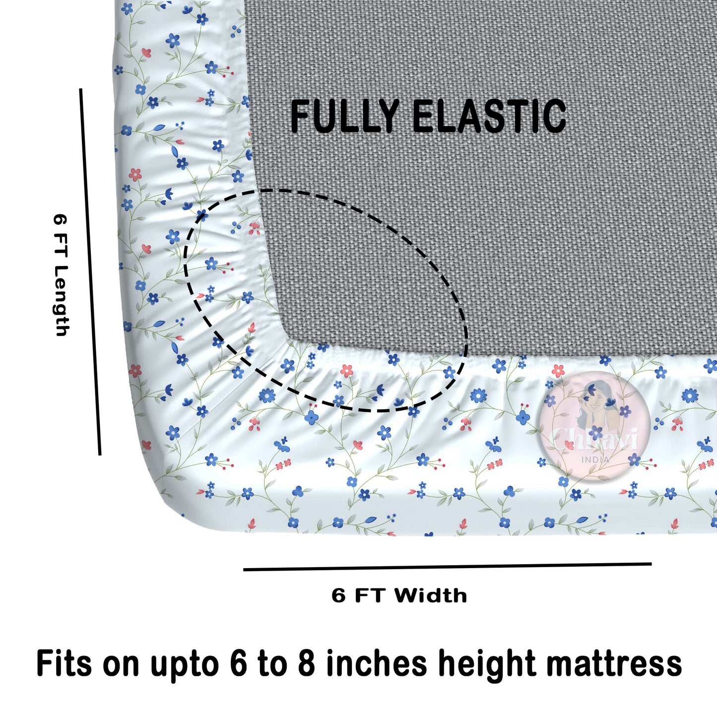 CHHAVI INDIA 210 TC Microfiber Double Fitted  Size Printed Bedsheet