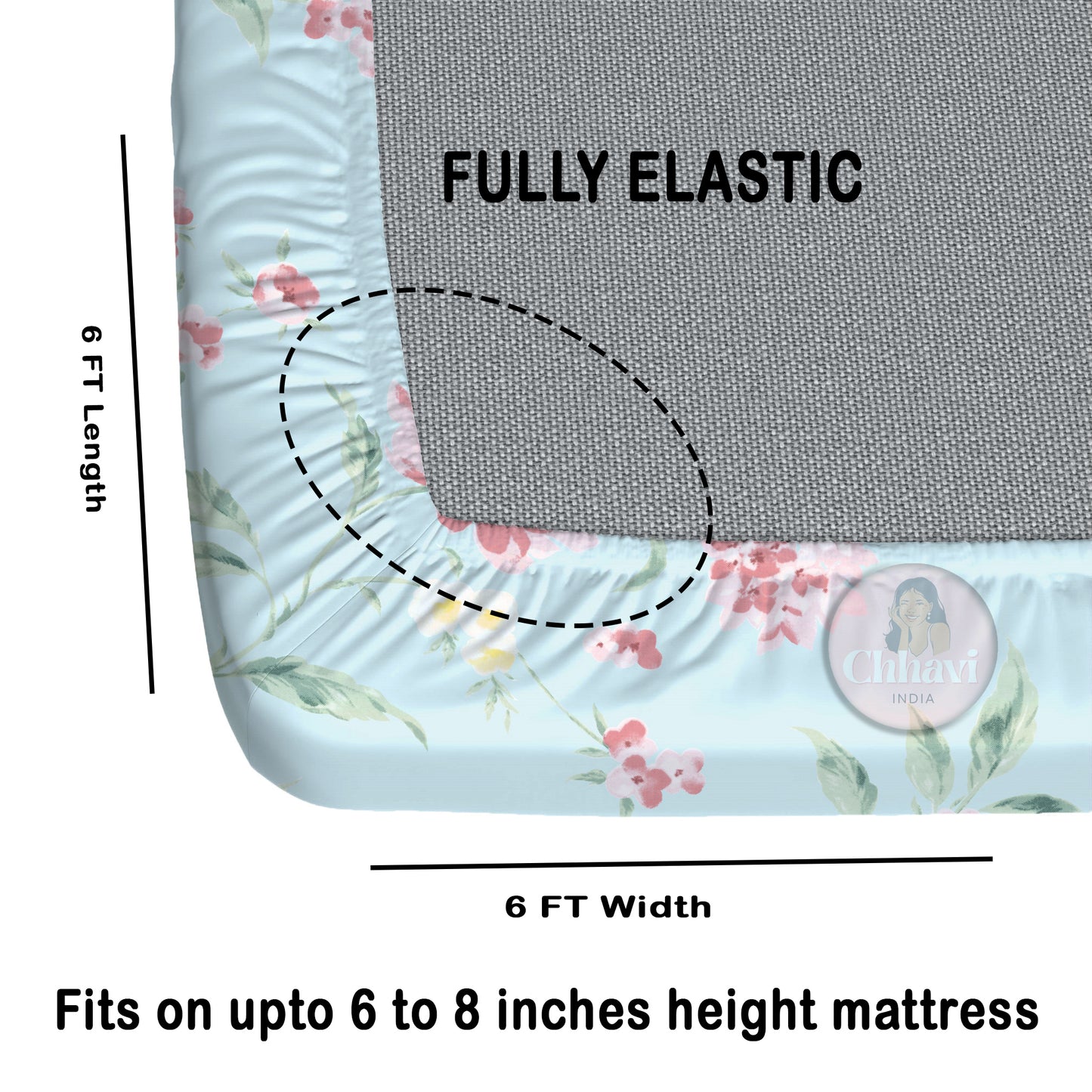 CHHAVI INDIA 210 TC Microfiber Fitted Double Size Printed Bedsheet With 2 Pillow covers