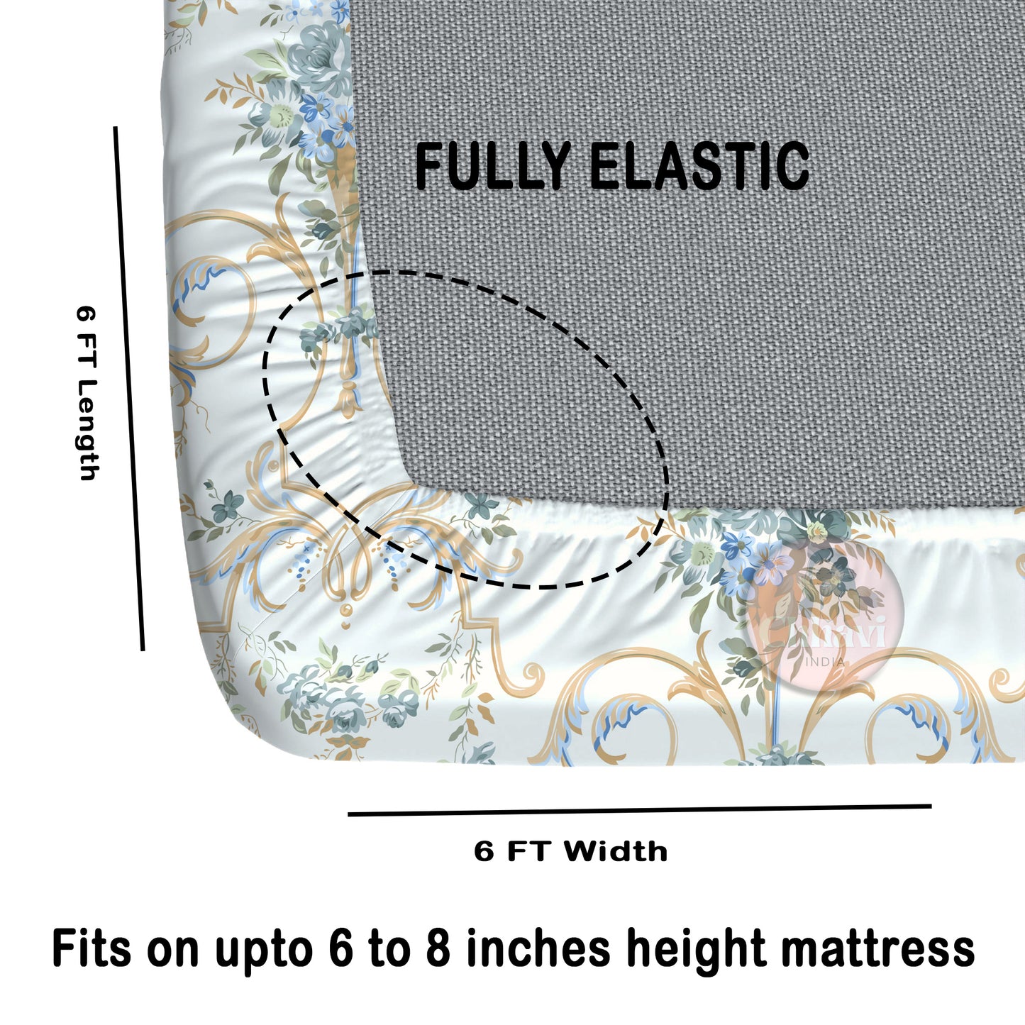 CHHAVI INDIA 210 TC Microfiber Fitted Double Size Printed Bedsheet With 2 Pillow covers