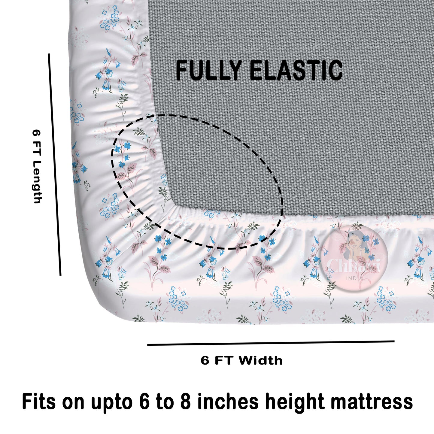 CHHAVI INDIA 210 TC Microfiber Fitted Double Size Printed Bedsheet With 2 Pillow covers